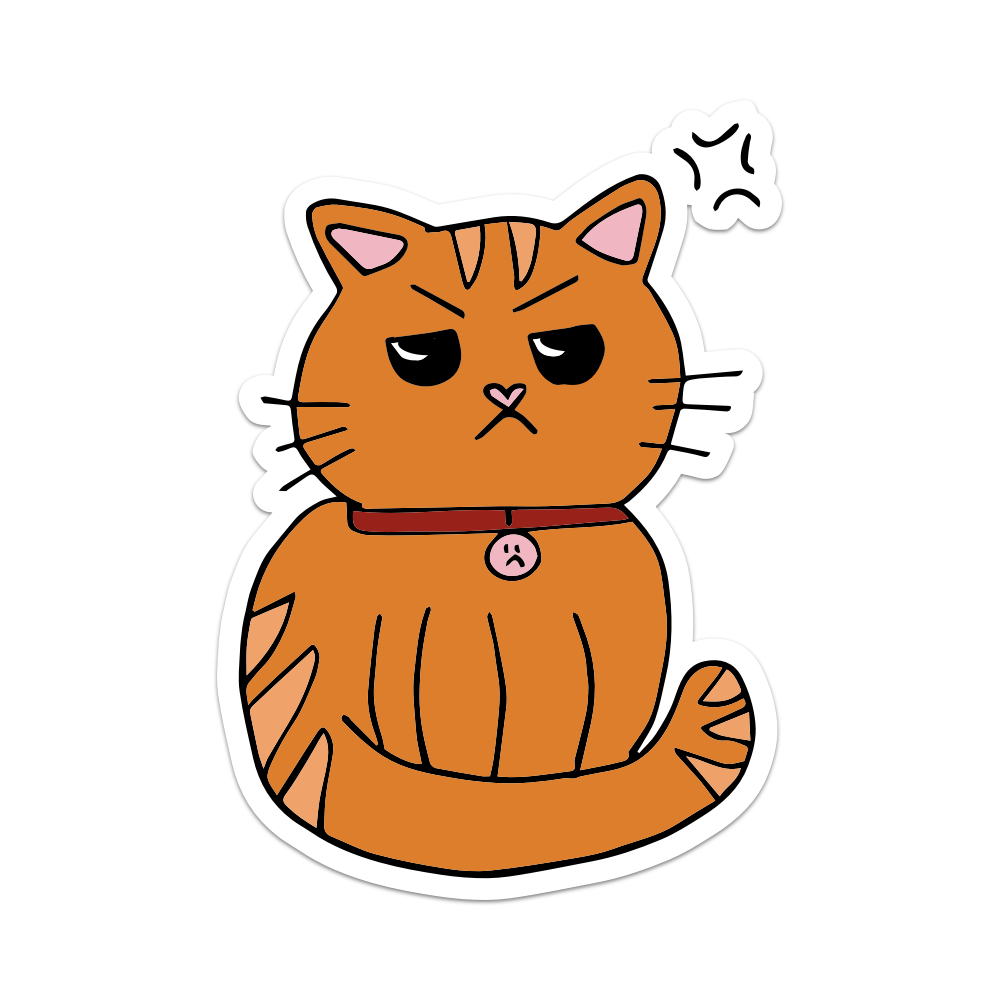 Grumpy Tabby Cat Sticker
