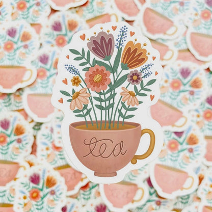 Tea & Flowers Sticker