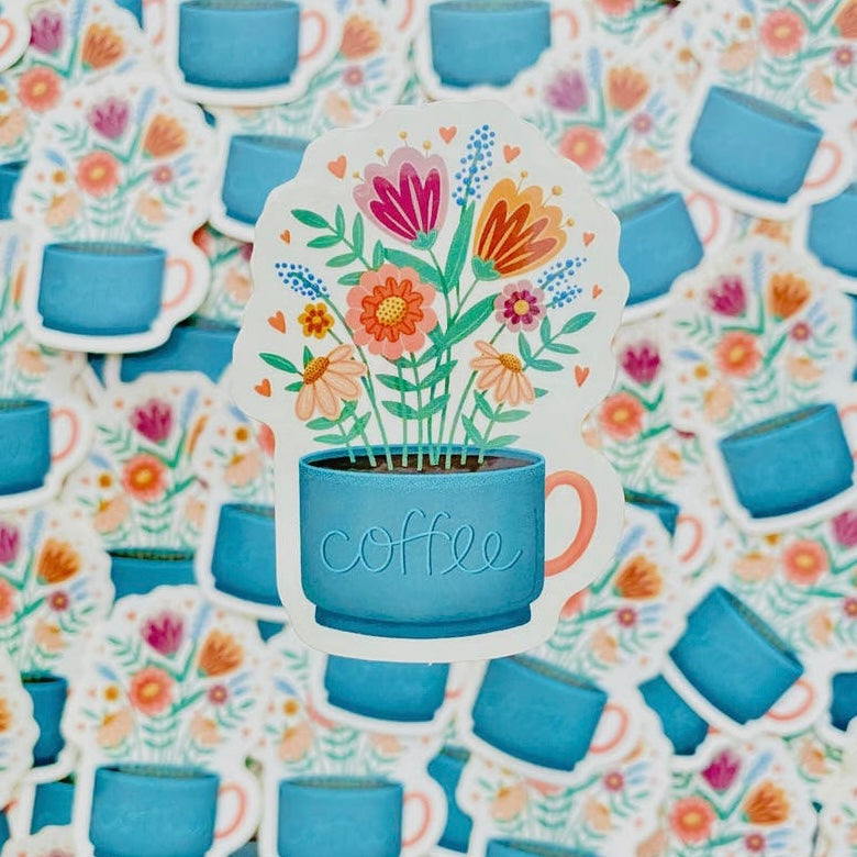 Coffee & Flowers Sticker