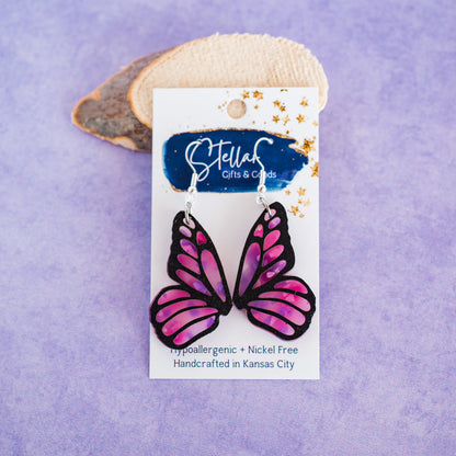Purple Ombré Acrylic Butterfly Earrings