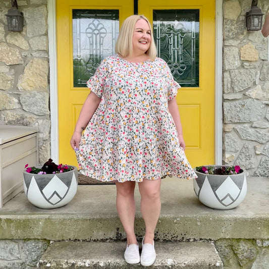 Laura Tiered Floral Dress (Rose)