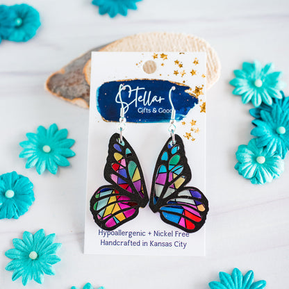 Stained Glass Acrylic Butterfly Earrings