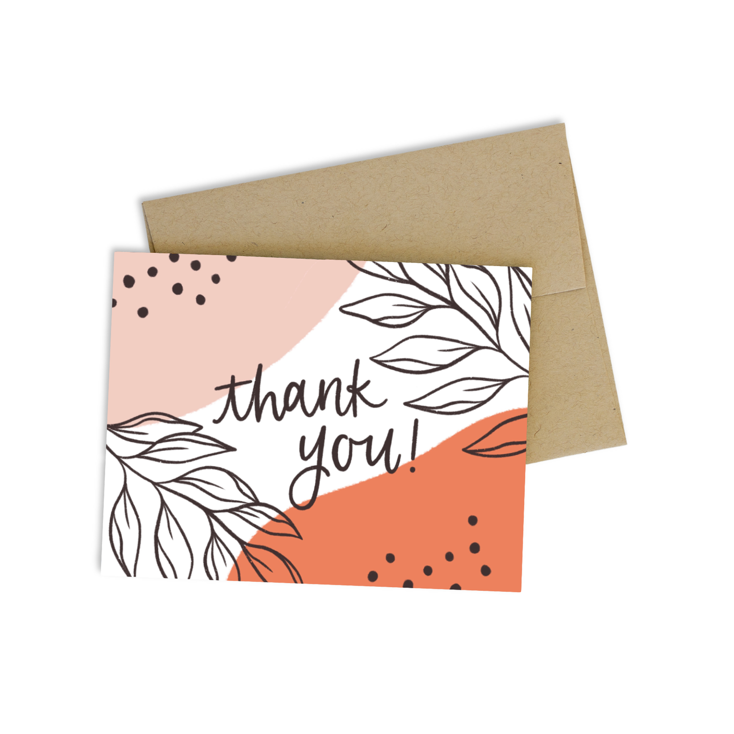 Pink Leaves Thank You Card