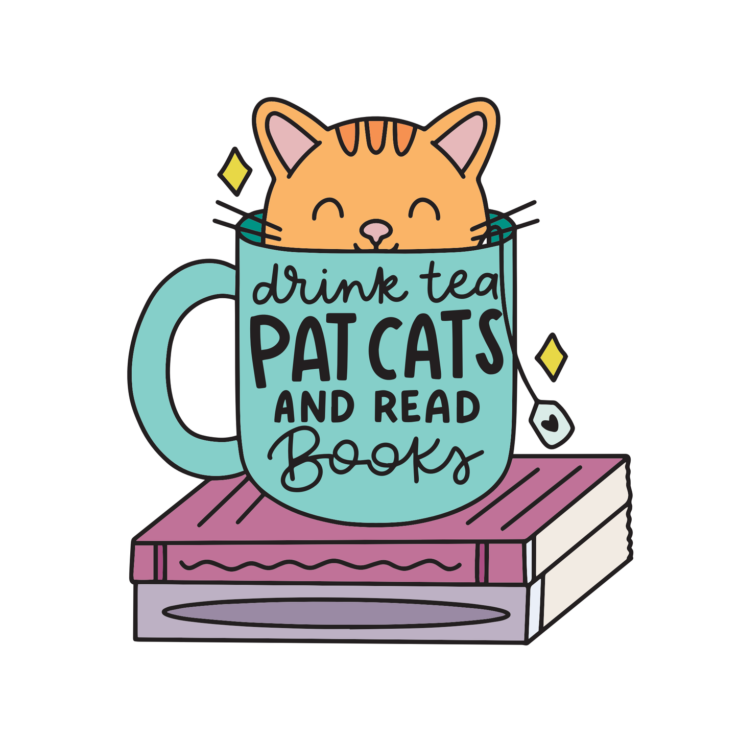 Drink Tea, Pat Cats, Read Books Sticker