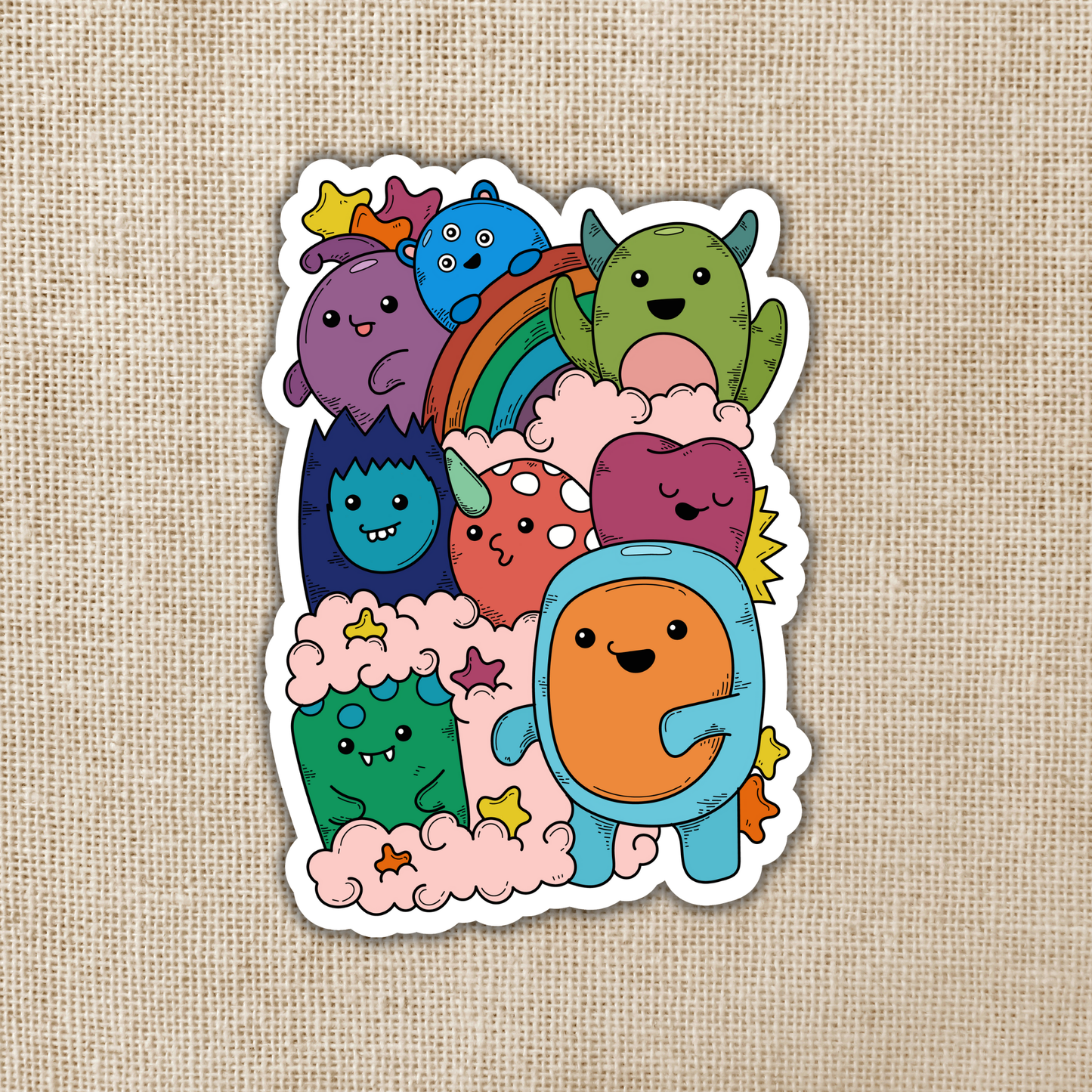 Pile of Friendly Monsters Sticker