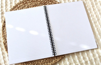White Floral Spiral Lined Notebook