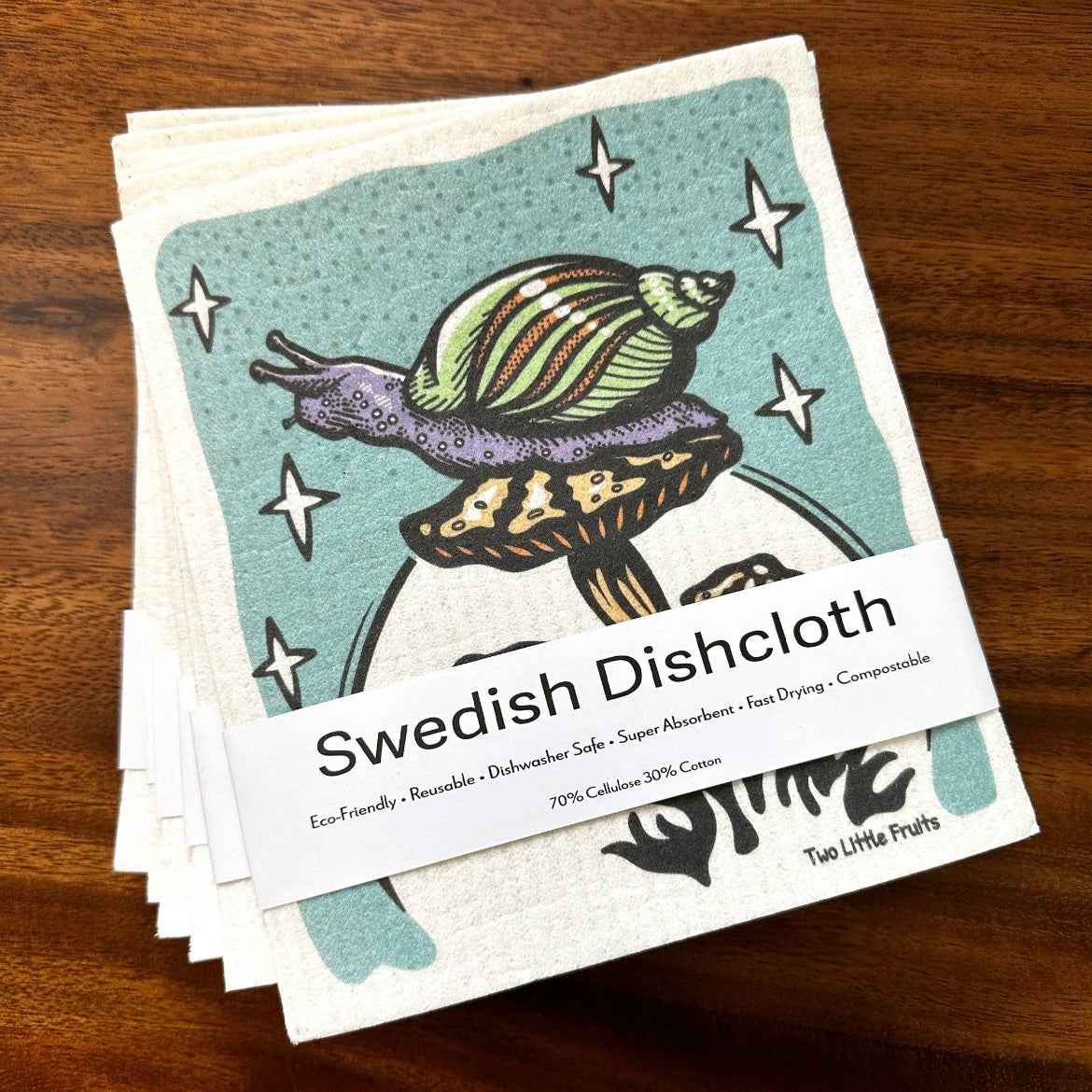 Snail and Mushroom Swedish Dishcloth
